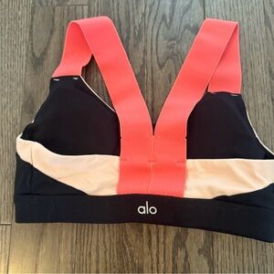 ALO Yoga Black and Pink Crop Top